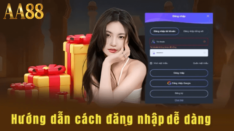 Tiến hành đăng nhập aa88